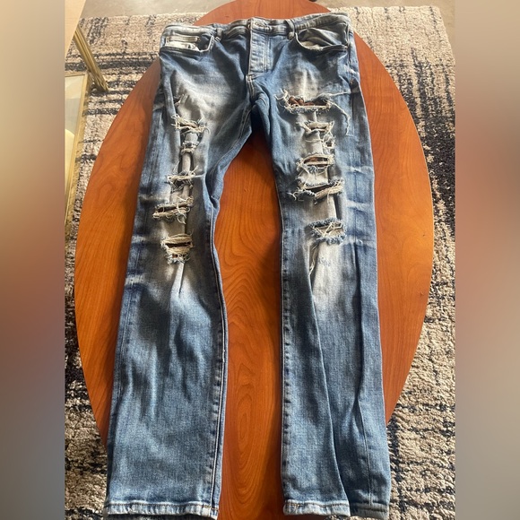 AMIRI Ripped Blue Skinny Jeans